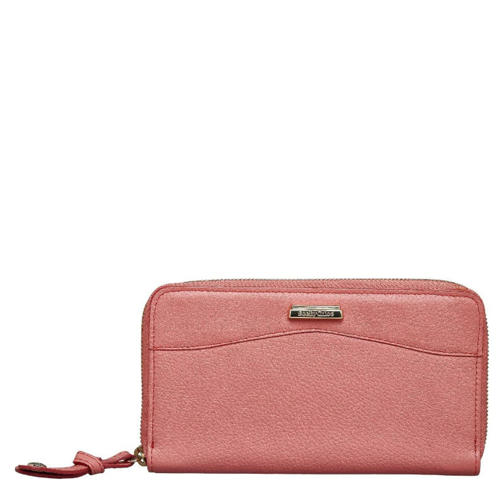 Chloe Round Zipper Long Wallet Pink Leather